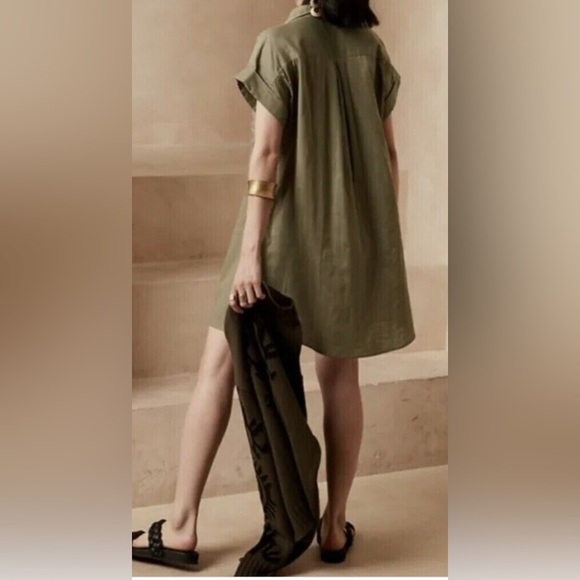 Banana Republic Olive Green Shirt Dress - Picture 3 of 12